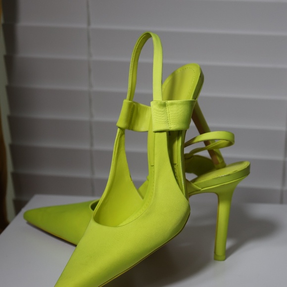 Zara Shoes - ZARA Neon Yellow Slingback Pointed Toe Heels – Size EU 42 or 11 US